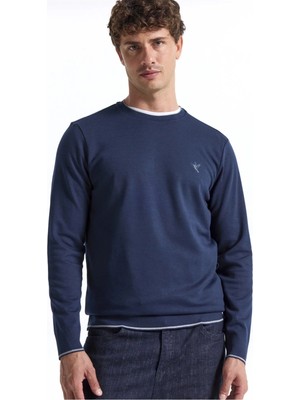 Fabrika Bisiklet Yaka Düz Lacivert Erkek Sweatshırt F5WM-SWT 2276