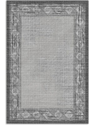 Pastel Home Gri Antrasit Çerçeveli Modern Şönil Halı Yolluk Kilim Salon Koridor Mutfak Kaymaz Yıkanabilir