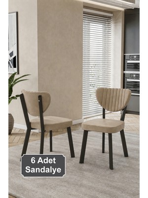 Baresmu Elbar 6 Adet Elma Sandalye Baby Face Kumaş Metal Iskelet Mutfak Yemek Masası Sandalyesi