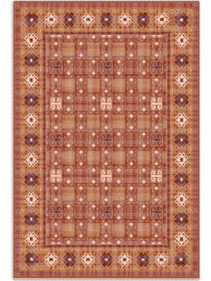 Pastel Home Turuncu Klasik Şönil Halı Kilim Yolluk Kaymaz Yıkanabilir Koridor Mutfak Oturma Odası Çocuk Odası