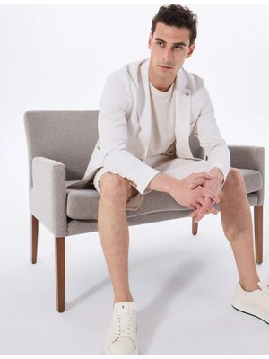Fabrika Slim Fit Ekru Erkek Çizgili Ceket F5SM-CKT 2425