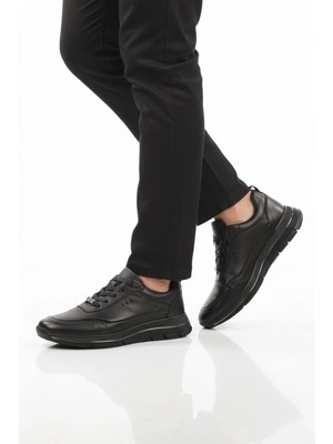 Marcomen Siyah Hakiki Deri Bağcıklı Erkek Sneaker 152-22336 M