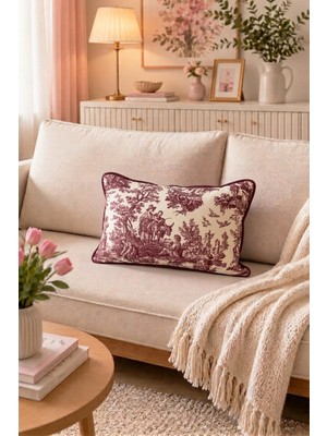 Dekomod 1 Adet Dijital Baskılı Dekoratif Çift Taraflı Fransız Köylü Desen Kırlent Yastık Kılıfı 30X50 cm