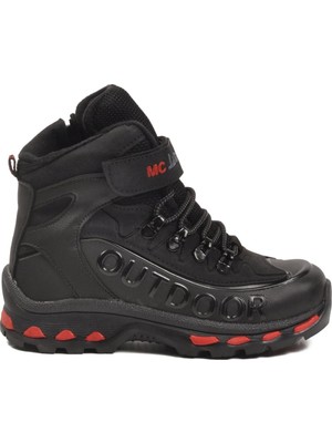 Mc Jamper Siyah Kırmızı Polarlı Kaymaz Fermuarlı Unisex Outdoor Çocuk Bot 2115 F