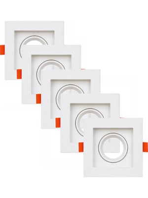 Abs Kare Sıva Altı GU10 LED Spot Armatür Kasası Beyaz 5 Adet