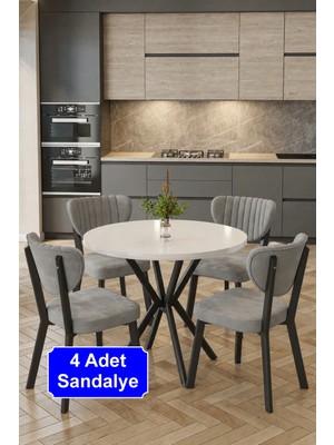 Baresmu Elbar 4 Adet Elma Sandalye Baby Face Kumaş Metal Iskelet Mutfak Yemek Masası Sandalyesi