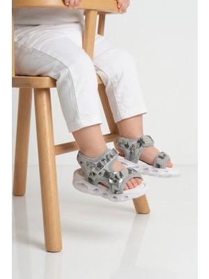 Cool Gri Cırtlı Işıklı Hafif Bebek Sandalet Sage B