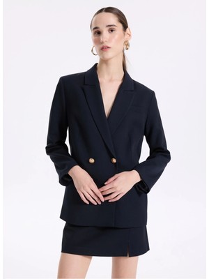 Fabrika Lacivert Kadın Kruvaze Blazer F4WL-CKT0211