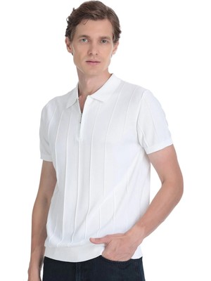 Hatemoğlu Beyaz Regular Fit Polo Yaka Rayon Tişört