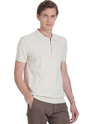 Hatemoğlu Ekru Regular Fit Polo Yaka Rayon Tişört