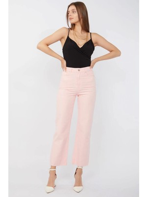Banny Jeans Kadın Basic Paçası Kesik Jean Pantolon Pembe