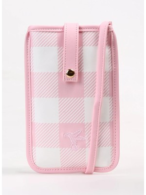 Fabrika Pembe Kadın 13X21X1,5 cm Telefon Çantası Check-Heta