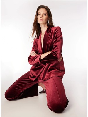 Fabrika Bordo Kadın Kruvaze Blazer F4WL-CKT0289