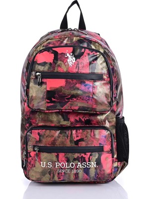 U.S. Polo Assn. 21119 Günlük Kullanıma Uygun Okul Sırt Çantası Kamuflaj Desenli Kırmızı