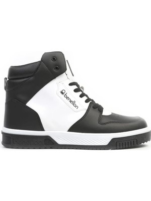 Benetton 31087 Erkek Günlük Boğazlı Sneaker Ayakkabı Siyah Beyaz