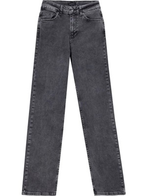 Fabrika Yüksek Bel Normal Paça Regular Straight Antrasit Kadın Denim Pantolon F5WL-PNT0192