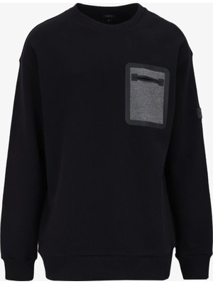 Fabrika Siyah Erkek Bisiklet Yaka Relaxed  Sweatshirt F4WM-SWT 2798