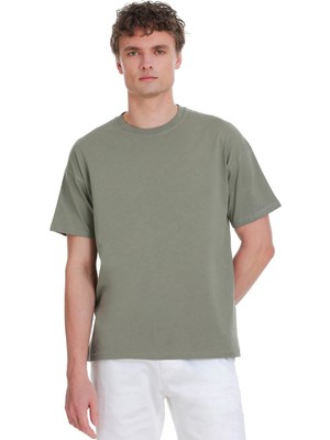 Hatemoğlu Gri Regular Fit 100% Pamuk Bisiklet Yaka Oversize Tişört
