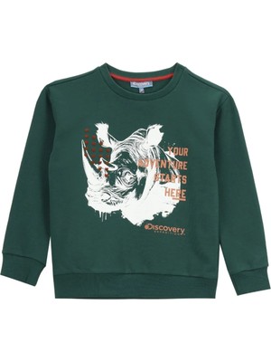 Discovery Expedition Baskılı Erkek Çocuk Koyu Yeşil Sweatshırt D5WB-SWT3046