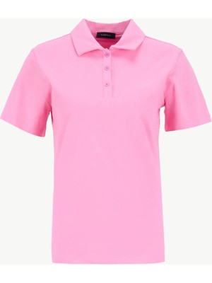 Fabrika Düz Pembe Kadın Polo T-Shirt