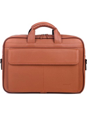 Deriend 0102 Unisex Laptop Bölmeli Evrak Çantası Taba