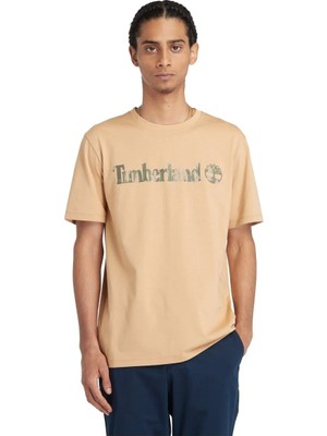 Timberland Camo Linear Logo Short Sleeve Tee Erkek Sarı Tshirt TB0A5UNFEH31