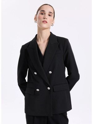 Fabrika Siyah Kadın Kruvaze Blazer F4WL-CKT0270