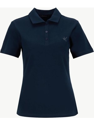 Fabrika Düz Lacivert Kadın Polo T-Shirt