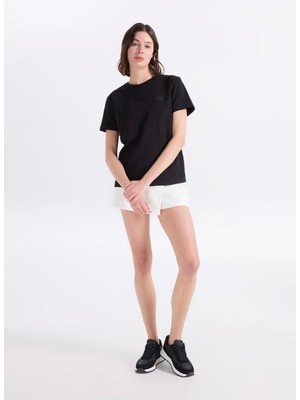 Jeep Bisiklet Yaka Düz Siyah Kadın T-Shirt J5SL-TST7186