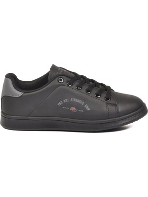 Walkway Siyah Füme Cilt Bağcıklı Hafif Unisex Spor Ayakkabı BST-1002 G