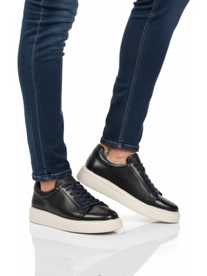 Ayakmod Premium Lacivert Hakiki Deri Erkek Casual Ayakkabı 2689 M