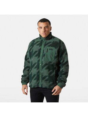 Helly Hansen Polar Panorama Printed Pile Snap Erkek Yeşil Dik Yaka Ceket
