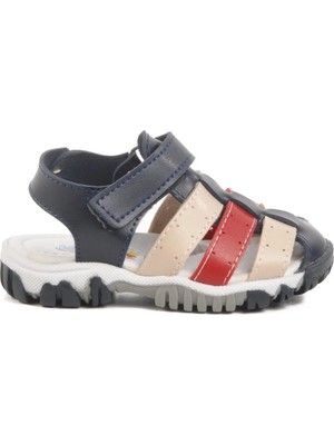 Ayakmod Lacivert Kırmızı Cırtlı Hafif Unisex Çocuk Sandalet 173101 B
