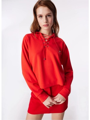 Fabrika Kırmızı Kadın Kapüşonlu Sweatshirt F4SL-SWT0192