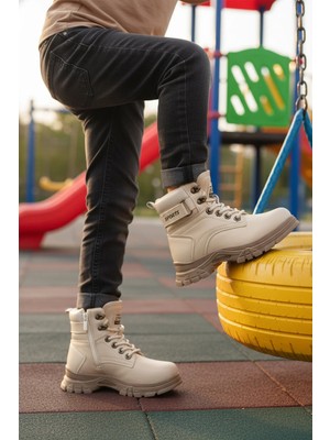 Walkway 24035 F Bej Vizon Polarlı Kaymaz Taban Unisex Çocuk Bot