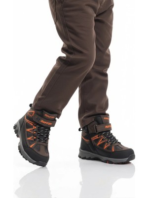 Ayakmod Kahve Turuncu Polarlı Kaymaz Erkek Çocuk Outdoor Bot 2301 F