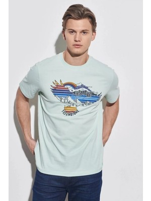 Wrangler Erkek Mavi Bisiklet Yaka Tişört