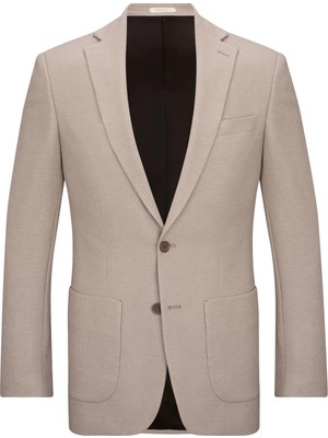 Hatemoğlu Bej Slim Fit Mono Yaka Klasik Ceket