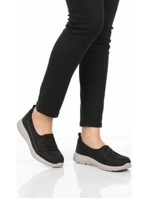 Walkway Siyah Buz Fileli Hafif Esnek Kadın Günlük Yürüyüş ve Spor Ayakkabı BST-1009 G