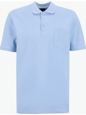 Fabrika Düz Mavi Erkek Polo T-Shirt Nobro Ceplı Nb