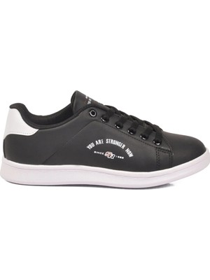 Walkway Siyah Beyaz Cilt Bağcıklı Hafif Unisex Spor Ayakkabı BST-1002 G