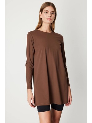 ON Kadın Uzun Kollu Basic Tunik 61421 Kahverengi