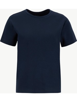 Fabrika Bisiklet Yaka Düz Lacivert Kadın T-Shirt F4WL-TST0758-Y