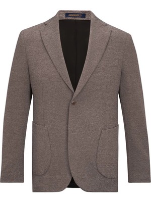 Hatemoğlu Kahverengi Comfort Fit Mono Yaka Klasik Ceket