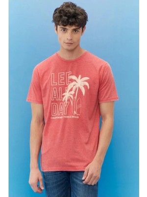 Lee Lightweight Graphic Erkek Kırmızı Bisiklet Yaka Tişört
