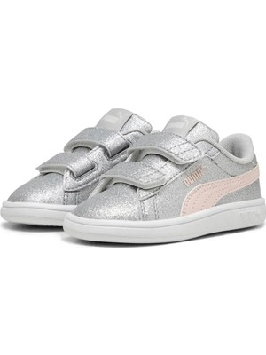 Puma Smash 3.0 Glitz Glam Gri Kız Çocuk Sneaker