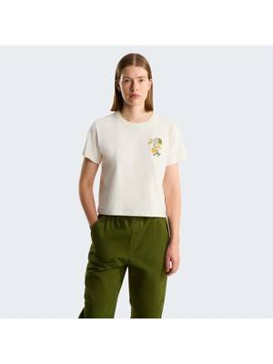 The North Face W Flora Embro Regular Short Sleeve Tee-G Kadin Beyaz Tshirt NF0A8G9QQLI1