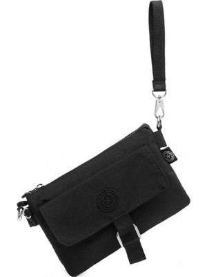 Smart Bags Askılı Kadın Çantası Krinkıl Kumaş  1147 Siyah