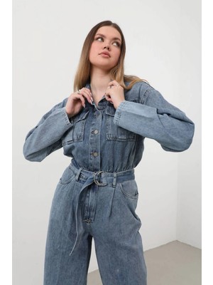 Banny Jeans Kadın Oversize Jean Tulum Mavi
