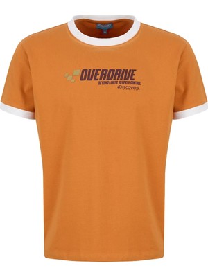 Discovery Expedition D6SM-TST3709 Turuncu Bisiklet Yaka Relaxed Baskılı Erkek T-Shirt